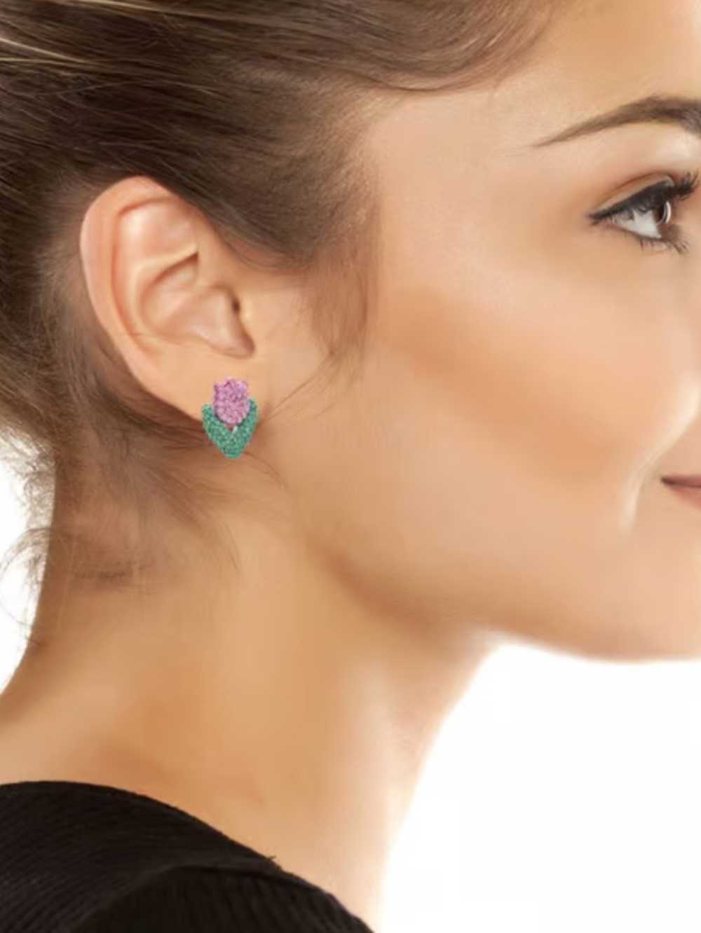 Betsey Johnson Hop To It Tulip Pink & Green Earrings New